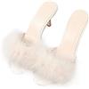 BESTonZON Ciabatte Donna Estive Tacchi Basso e Pelo, Bianco | Casa e Ufficio, Tomaia Artificiale, Fodera in Pu, Suola in Gomma, 1 Paio