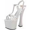 MUYEY Tacchi Alti da Donna 20 Cm Sexy Spogliarellista Performance sul Palco Pompe per Balli da Ballo Discoteca Party Dance Tacchi Alti Taglie Forti Unisex,Argento,37 EU