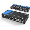 OREI 4K 1x4 HDMI Extender Splitter, multiplo su singolo cavo CAT6/7 4K @60Hz 4:4:4 HDCP 2.2 con gestione EDID - fino a 60 m - Loop Out - bassa latenza