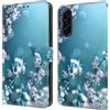 CLM-Tech Custodia compatibile con Samsung Galaxy A37 5G - PU Pelle Cover - Portafoglio con Funzione Supporto e Slots - Case Fiori di Prugna blu