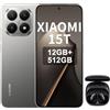 XIAOMI 15T,Smartphone 12+512GB, Display da 6,83 120Hz,MediaTek Dimensity 8400-Ultra,Obiettivo ottico Leica Summilux 50MP, 5500mAh, Garanzia 2 anni,Grigio,incluso cuffie smart incluse nero