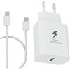 BOLUX-JS Caricatore rapido USB C da 25 W per Samsung Galaxy A17 A16 A15 S25 S24 S23 S22 S21 A26/5G A56/5G A55/5G A25/5G A35 A34 A05S A54/5G S20 A52 1 A13 A12, caricatore USB C 2 m cavo (Werß)