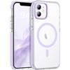 VENINGO Custodia magnetica per iPhone 12/12 Pro 6,1, compatibile con Magsafe, custodia trasparente per iPhone 12 Pro/12, protezione di grado militare, antiscivolo, antiurto, trasparente/viola