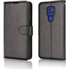 TECHGEAR Custodia in Pelle Moto G9 Play, Cover Libro Protettiva con Slot per Schede, Supporto e Cinturino da Polso - Pelle Sintetica per Motorola Moto G9 Play Cover Portafoglio (Nero)