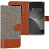 kwmobile Custodia Compatibile con Google Pixel 8 Pro Cover Portafoglio - Case Chiusura Magnetica Portacarte Tessuto Similpelle grigio chiaro/marrone