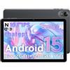 UBDXBD Tablet Android 15 10 Pollici, 18GB RAM (6+12) + 128GB, Octa-Core T30, 1TB Espandibile, WiFi 6, Batteria 6000mAh, Display IPS HD, Widevine L1, GPS, Tablet per Streaming, Grigio