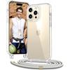 Vaykwo Trasparente Cover con Cordino per iPhone 14 Pro Max 6,7'', Beige | Custodia con Collana, Regolabile e rimovibile, Trasparente Case con Laccio Tracolla,