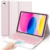 IVEOPPE Tastiera per iPad A16 11 Generazione 11 2025/10 Generazione 2022 10.9 | Cover Keyboard Touchpad con 7 Colori Illuminato Bluetooth Staccabile, Italiano QWERTY, Custodia con Portapenna, Rosa chiaro