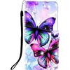Sunrive Cover compatibile con WIKO Y62, Custodia con supporto di stand e in Pelle artificiale per carte di credito Portafoglio Flip Chiusura Magnetica bumper(Q farfalla)