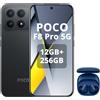 XIAOMI POCO F8 Pro 5G-Smartphone da 12+256GB,Tripla fotocamera da 50MP con OIS,Display AMOLED da 6,59" 120Hz,Snapdragon 8 Elite, Hypercharge 100W, Nero,incluso cuffie smart incluse blu