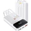 SSY POWER Powerbank di ricarica rapida da 22,5 W con 10000 mAh e cavi integrati, uscita USB-C portatile, compatibile con iPhone, Samsung Xiaomi iPads tablet e altro (bianco)