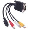 LVYXON Cavo adattatore da VGA a S-Video e per RCA - Convertitore da PC a TV con uscita composita 3RCA e S-Video per monitor del proiettore, 10 cm, nero