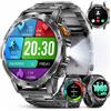 LIMIGE Smartwatch Uomo con 1000mAh/Torcia,1.75 Orologio Intelligente Fitness con Chiamate,5ATM Impermeabile Militari Smart Watch Tracker per Cardiofrequenzimetro SpO2,3 Cinturini, Carbonio Opaco