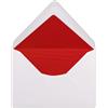 Glüxx-Agent 50 buste per lettere, formato DIN C6, foderate con carta velina rossa, 11,4 x 16,2 cm, 100 g/m², con incollaggio a umido, colore bianco