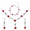 DIVINA VITAE Gioielli Donna con Rose: Collana Rossa con Ciondolo Set Rosa, Bracciale e Orecchini per Matrimonio e Festa di Compleanno (Oro Bianco)