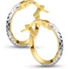 Amberta Orecchini a Cerchio in Oro Bicolore 9kt 14kt da Donna, Cerchi Intrecciati Oro Giallo e Bianco, Taglio Diamantato, 10, 15, 20 mm, Oro Massiccio Made in Italy: 14K Taglio Diamantato 10.5 mm