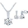 MICSAVI Set di Gioielli Collana e Orecchini da Donna Ciondolo Zirconia cubica con Catenina in Argento Sterling 925