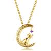 VIKI LYNN Collana con gatto a forma di luna di gatto in argento Sterling per amanti del gatto, Zirconia cubica Argento sterling 925 con placcato in oro rosa 18 carati Zirconi cubici