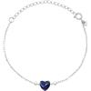 Breil, Collezione Candy, Bracciale Donna in Acciaio Lucido Effetto Specchio Colore Argento e Lapislazzulo a Forma di Cuore, Chiusura Regolabile, Bracciale con Cuore da 21 Cm
