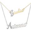 Artlinea, Collana in Argento 925 Sterling, con Nome Personalizzabile, Tutti i Nomi Disponibili, Chiusura a Moschettone, Made in Italy