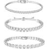 Dochais 3 braccialetti tennis in argento da donna braccialetto in argento con cristalli zirconi scintillanti braccialetti con diamanti dell'amicizia per regali gioielli Natale compleanno E