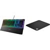 SteelSeries Tastiera da gioco SteelSeries Apex 3 Qwerty spagnola Tappetino per mouse da gioco nero
