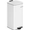 SONGMICS, bidone per rifiuti da cucina, 30 litri, contenitore per rifiuti con pedale, acciaio, con secchio interno, sistema di chiusura ammortizzata, funzione di blocco dell'apertura, colore bianco. Modello: LTB593W02