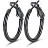 GoldChic Orecchini a Cerchio Donna 20mm Cerchi Donna Orecchini Cerchio in Acciaio Inossidabile Nero Confezione Regalo