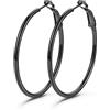 GoldChic Orecchini a Cerchio Donna 40mm Cerchi Donna Orecchini Cerchio Grandi in Acciaio Inossidabile Nero Confezione Regalo