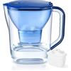 Watus filtro Acqua Caraffa filtro blu con 1 cartuccia - Watus Caraffa (3,8 litri) per ridurre calcare, cloro, piombo e rame nell'acqua del rubinetto