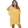 RPAEOY Copricostume Donna Mare Copricostumi Arruffato Cotone Bikini Cover Up Tunica Costume da Bagno Estate Abito Spiaggia Beachwear (Giallo)