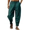 Generico Kirakuco Pantaloni Uomo Giapponesi Leggeri Baggy Harem Pants in Cotone e Lino Larghi Casual Pantaloni Estivo Traspirante Pantalone Giapponese Pantaloni Lunghi da Yoga e Spiaggia Moda 2026