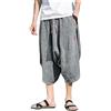 Seidarise Kimono giapponese da uomo, pantaloni da spiaggia tradizionali in lino capri, estivi, pantaloni harem a gamba larga, 68grigio, L