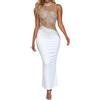 Vhersily Vestiti da Cocktail Sexy Abito Donna alla Moda con Diamanti a Tubino Discoteca Maniche Lunghe Paillettes Lungo al Pavimento, Fresche e Traspirant, Vestitini Sexydonna Hot, Romantico