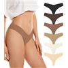 SHARICCA perizoma senza cuciture da donna invisibile, perizoma da donna a vita bassa, traspirante, senza show thong in cotone, Multicolore-ss, S