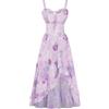 SCARLET DARKNESS - Abito da donna vittoriano, floreale, senza maniche, scollatura a cuore, balza alta-bassa, estivo, lungo, in stile boho, S