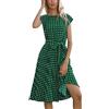 Vhersily Abito Midi con Motivo a Puntini Pieghe Dinamiche e Maniche Corte per Look Retrò-Chic - Vestito A Pois Donna Motivi Pallini Decorative Stile Retrò Vestiti Anni 70 per Matrimoni, Anniversari