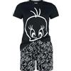 LOONEY TUNES Tweety Outlines Donna Pigiama Nero 100% Cotone Regular