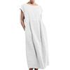 Generic Vestiti Donna Estivi in Cotone e Lino Abito Estivo Abito Lungo da Donna in Caftano Ampio Senza Maniche con Scollo a O e Maxi Vestito Estivo Curvy Casual Elegante (White XXXXXL)