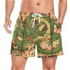 Niigeu Drago Verde in Stile Giapponese Costume da Uomo Bagno Pantaloncini da Surfe Costumi Spiaggia Calzoncini
