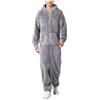 Vhersily Tuta Da Uomo 2025 Teddy Fleece Pigiama Intero Con Zip Invernale Fluffy Pigiama Completo Con Cappuccio Relaxed Fit Biancheria Da Notte Calda Soffice E Lunga Peluche, Confortevoli