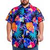 King Kameha Camicia Hawaiana Uomo Maniche Corte - Camicia Uomo Estiva con Stampa Ananas, Camicie Hawaiane da Spiaggia Leggera e Facile da Lavare - Pineapple, Nero/Blu, 7XL
