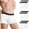 Falechay Boxer Uomo 6 Pack Mutande Senza Graffi Scivolare Intimo Boxer Sportivo Mutande per Uomo Pantaloncini retrò Cotone Slip S-3XL Bianco 3XL