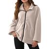 Vhersily Felpa Zip Intera Donna Maglia Tuta Felpata Invernale Maglie Senza Cappuccio Tinta Unita con Tasche Fondo Elasticizzato Outdoor Giacca Bomber Slim Fit Autunno Inverno Antivento Outerwear