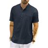 LVCBL Camicia a maniche corte da uomo in lino, a maniche corte, estiva, leggera, a fascia, M-3XL