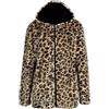 Vhersily Felpa in Peluche da Donna Doppio Strato Soffice con Cappuccio in Pile Stampa Leopardo Manica Lunga con Zip Felpa Pelosa Giacca Coat Teddy Caldo Cappotto Business Classica Streetwear