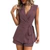 Suncadmious Completo Estivo da Donna con Blazer Avvolgente a Scollo a V e Pantaloni a Gamba Larga o Shorts Elegante Completo Due Pezzi Business-Casual con Gilet e Shorts (Viola chiaro,L)