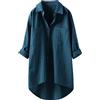 Generic Top da donna 2026 in cotone lino vestibilità ampia tinta unita maniche lunghe garza increspata camicie estive maniche a campana gonne alte basse con frange ricamate western donna primavera casual