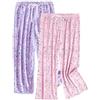 MIA LUCCE Pigiama da donna a 3/4, pantaloni corti, per il tempo libero, biancheria da notte con lacci, stelle viola e rosa, M