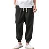 Vhersily Pantaloni Giapponesi Da Uomo Kirakuco 3/4 Per Il Tempo Libero, Pantalone Harem, Tinta Unita, Comodi, Pantaloni Sportivi A Lanterna, Vintage, In Vita Elasticizzata, In Cotone, Con Tasche,